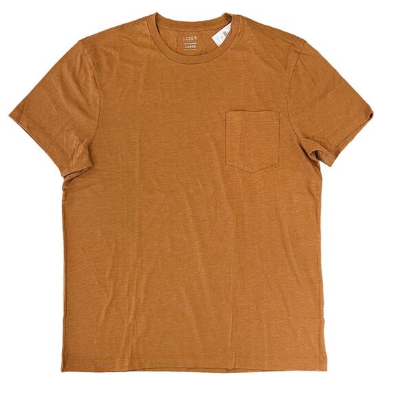 NWT J. Crew Men's Deep Copper Heathered Slim Washed Jersey Pocket Tee - Picture 2 of 10